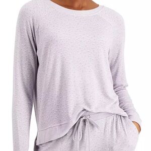 Womens Pajama Top Long Sleeve Soft Stretch Animal Print Purple - Alfani Medium